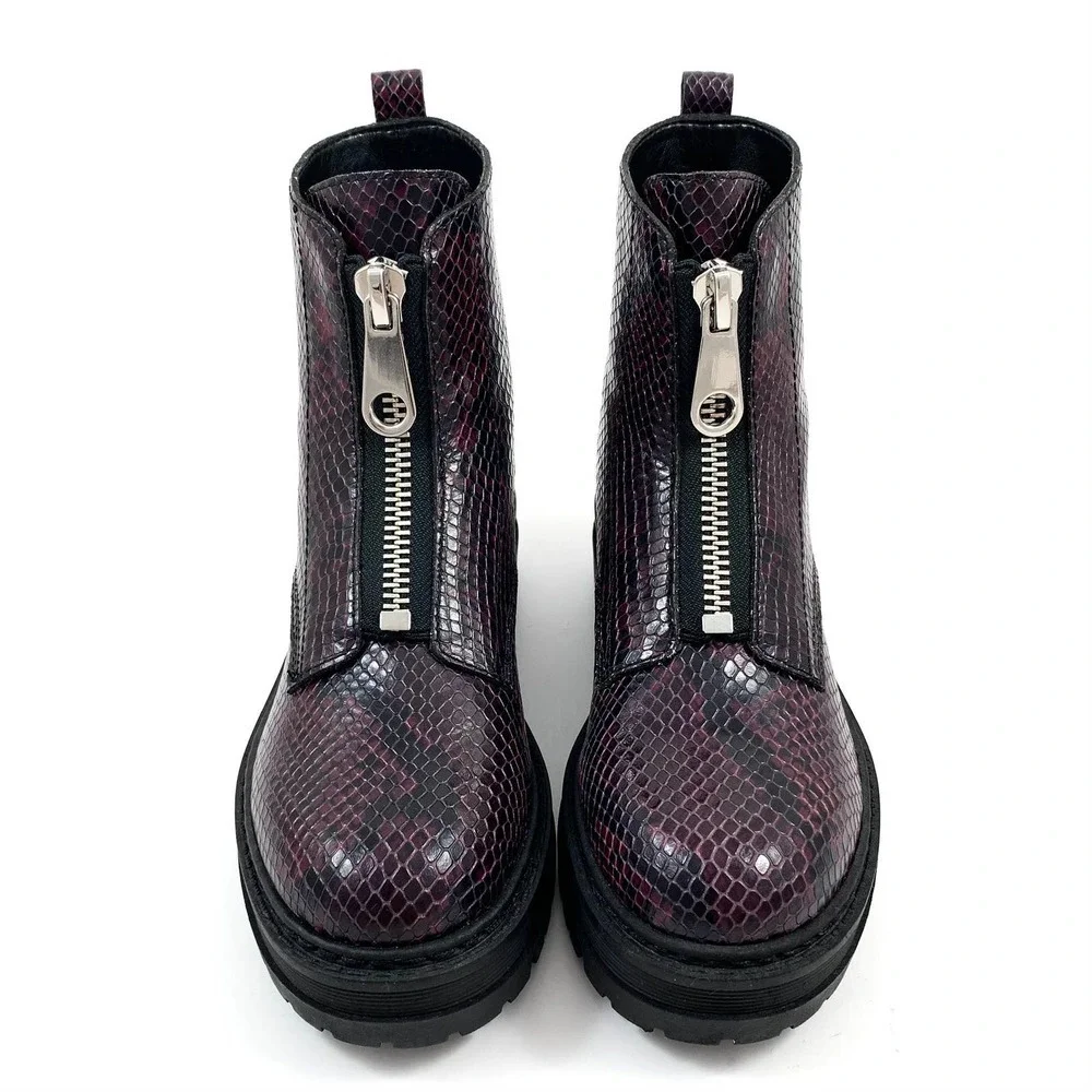 NWOT MARC FISHER platform snakeskin leather combat boots - Picture 8 of 13